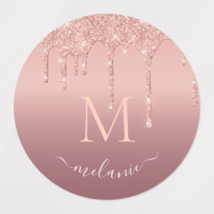 Stickers Parties scintillant or rose Nom et lettre