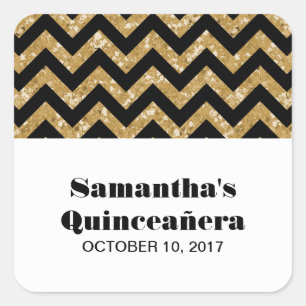 Stickers Parties scintillant Quinceañera Gold Chev