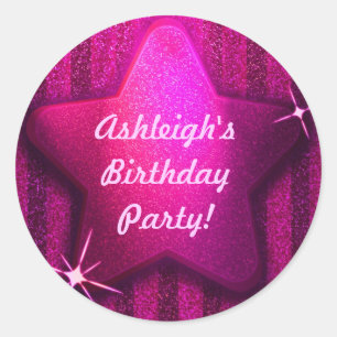 Stickers Parties scintillant rose Star Birthday Pa