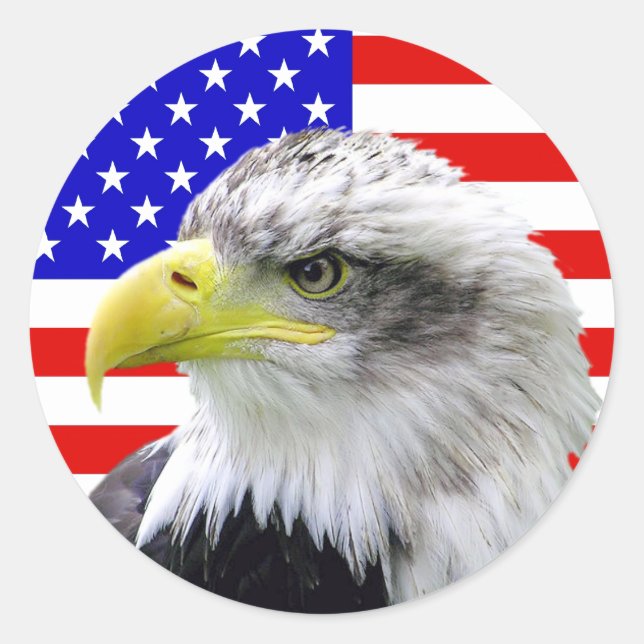 Stickers Patriotique Drapeau Américain Et Aigle (Devant)