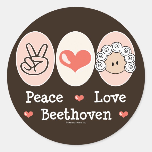 Stickers Peace Love Beethoven (Devant)