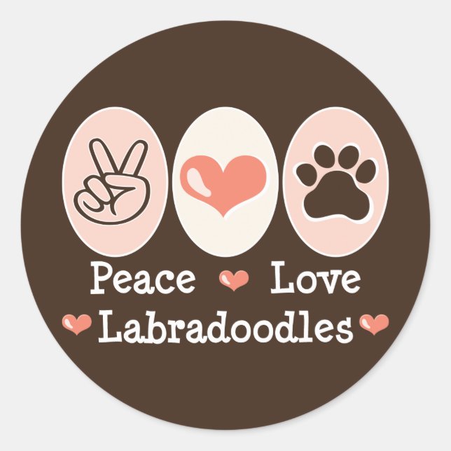 Stickers Peace Love Labradoodles (Devant)