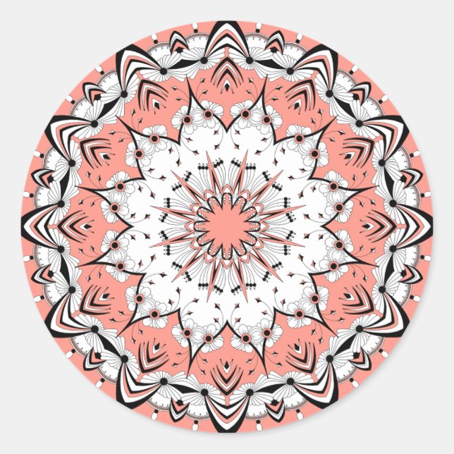 Stickers Peach Mandala (Design 3) (Devant)