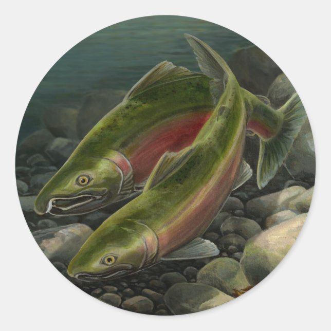 Stickers pêche Coho Saumon Art Stickers (Devant)