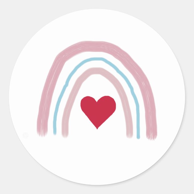 Stickers Peinture Coeur Arc-en-Ciel rose Ombre (Devant)