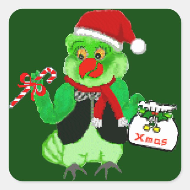 Stickers Perroquet père Noël (Devant)