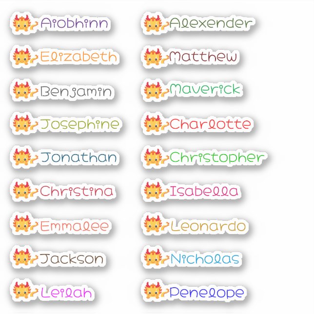 Stickers Personnalisé Plusieurs Noms De Dragon Cut (Devant)