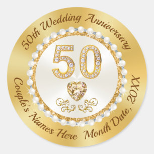 Stickers Personnalisés, Anniversaire Mariage D'Or,