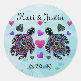 Stickers personnalisés Coeurs tortues marines