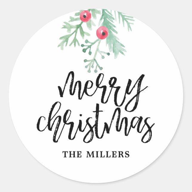 Stickers personnalisés de Noël à feuillage persist (Devant)