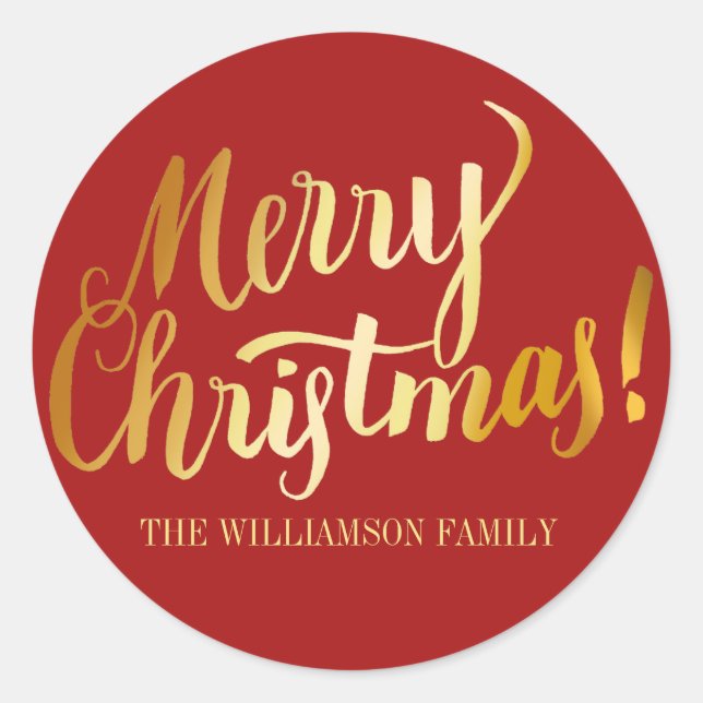 Stickers personnalisés de Noël Rouge et Or (Devant)