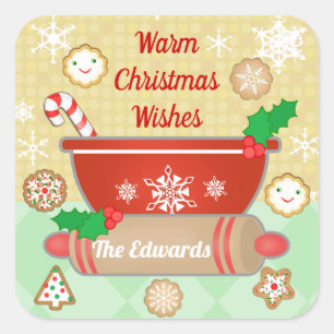 Stickers personnalisés de pâtisserie de Noël