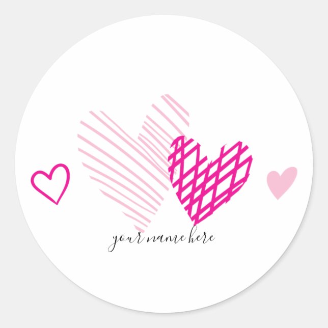 Stickers personnalisés de PInk Hearts (Devant)