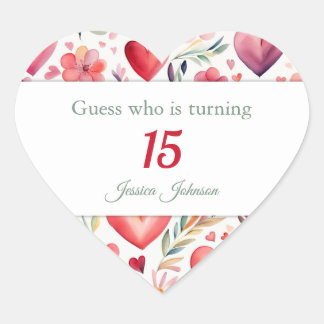 Stickers Personnalisés en forme de coeur 13e anniv