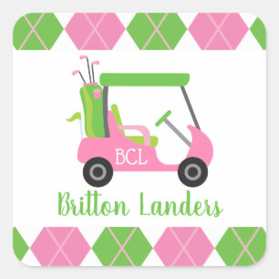 Stickers personnalisés Pink & Green Golf