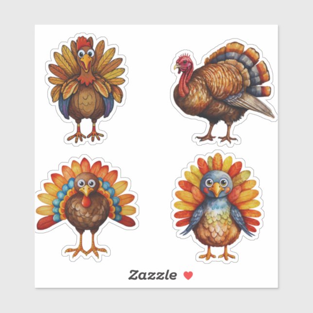 Stickers Personnalisés pour dinde pour enfants (Feuille)