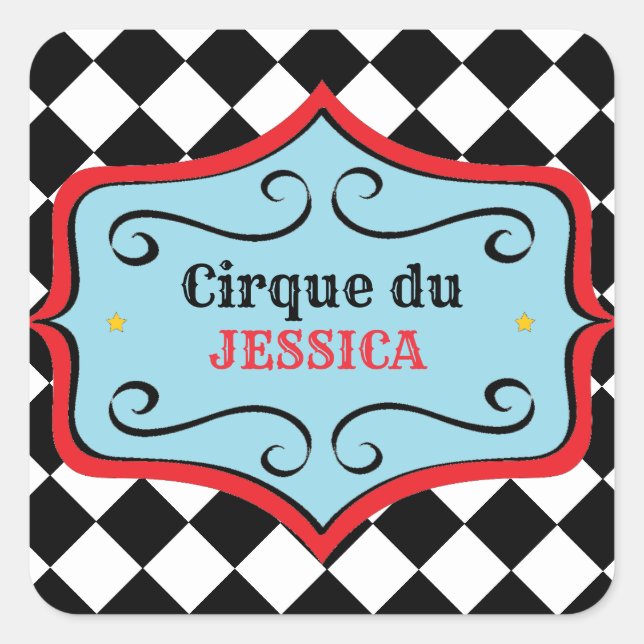 Stickers Personnalisés Vintage Circus Party (Devant)