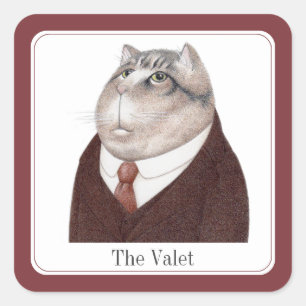 Stickers petit Carré VALET CAT + Texte