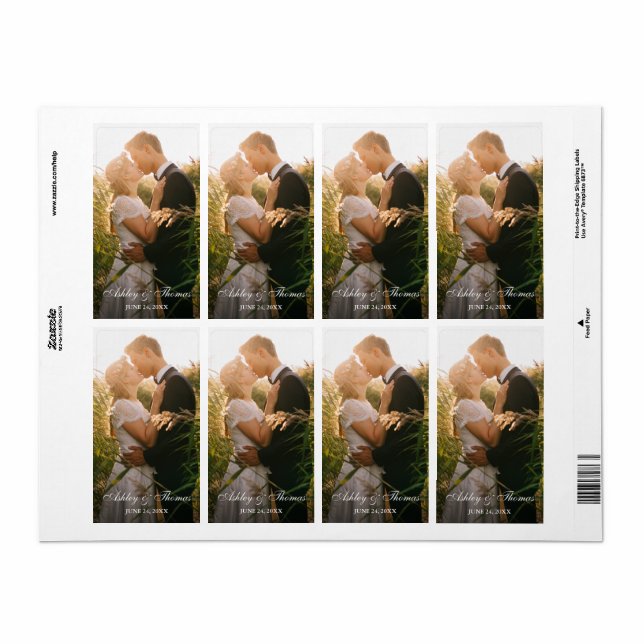 Stickers Petit Faveur Mariage Photo Personnalisé (Feuille entière)