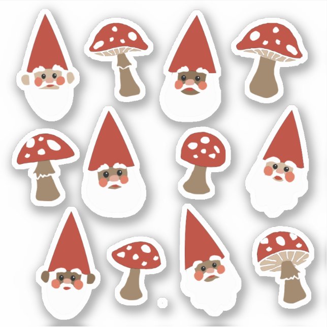 Stickers Petits Gnomes et Champignons (Devant)