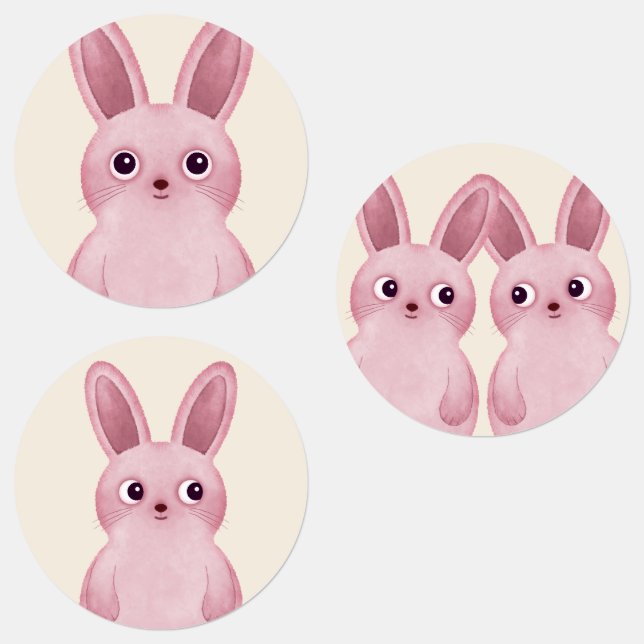 stickers petits lapins roses (Groupe)