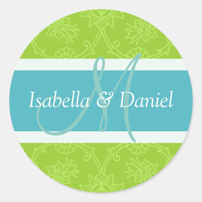 Stickers Phoque Monogramme Vert Et Bleu (Devant)