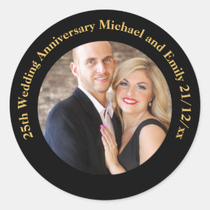 Stickers PHOTO ANNIVERSAIRE mariage Black Gold