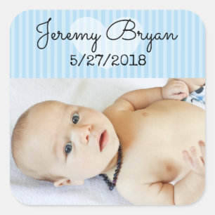 Stickers photo bébé personnalisée Bleu Coeur Bleu 