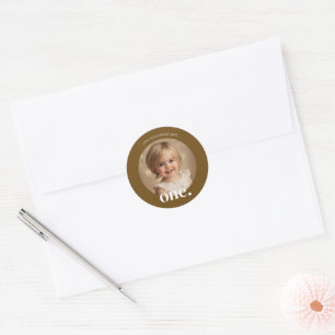 Stickers photo de premier anniversaire en Brown