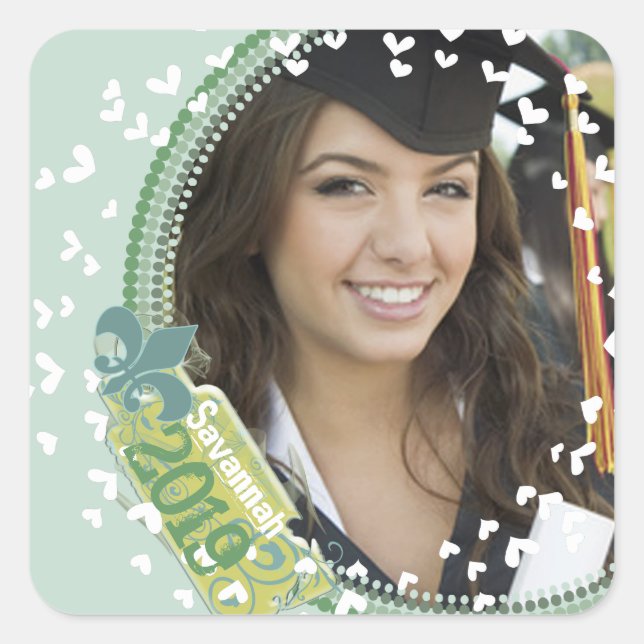Stickers Photo Graduation Mint Aqua (Devant)