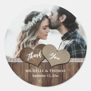 Stickers photo Mariage campagnard rustique Merci
