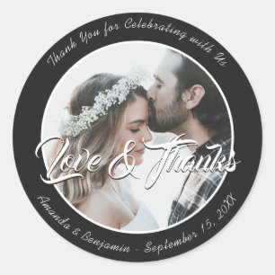 Stickers photo Mariage Merci noir élégant