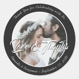 Stickers photo Mariage Merci noir élégant