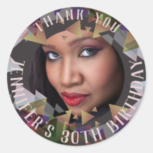 Stickers PHOTO Merci Mauve Taupe Polygon