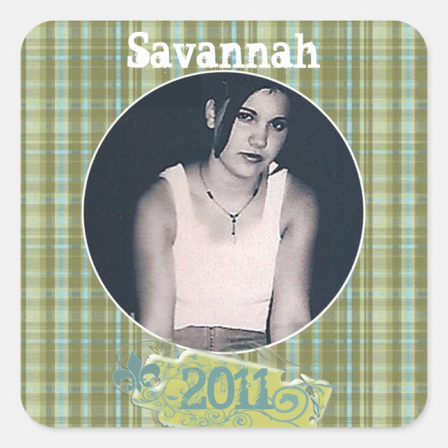 Stickers Photo Plaid Graduation ou Sweet sixteen (Devant)