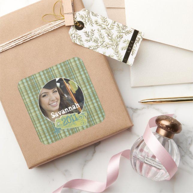 Stickers Photo Plaid Graduation ou Sweet sixteen (Cadeaux)