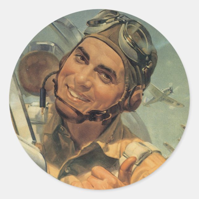 Stickers Pilote Volant Boy - Poster de guerre Vint (Devant)