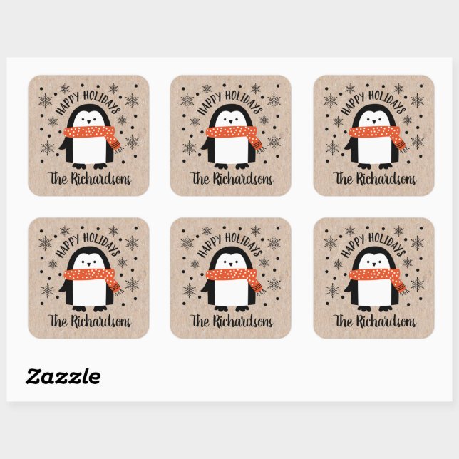 Stickers Pingouin de Noël en hiver (Feuille)