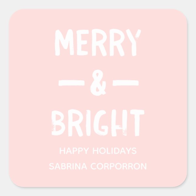 Stickers Pink Bold Merry & Bright Cadeau (Devant)