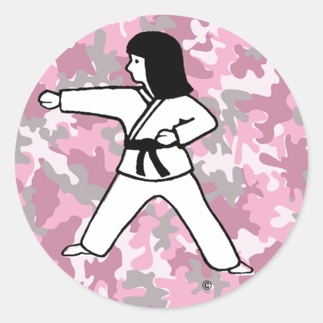 Stickers Pink Camo Martial Arts Girl (Devant)