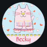 Stickers Pink Cat Ballerina Chanukah Runde<br><div class="desc">"Pink Cat Ballerina, Happy Chanukah" Stickers Round. Viel Spaß mit diesen Aufklebern wie Tortenpfropfen, Geschenketiketten, Taschenschließungen oder was auch immer Ihre Feierlichkeiten sind! Personalisieren Sie diese, indem Sie Text löschen und Ihre eigenen Wörter hinzufügen, indem Sie Stil, Größe und Farbe Ihres bevorzugten Schriftartes verwenden. Danke, dass du angehalten und eingekauft...</div>