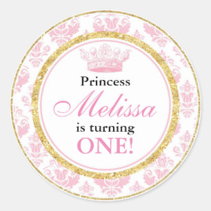 Stickers Pink Damask Gold Princess 1er Anniversair