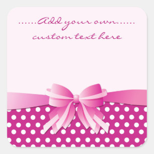 Stickers Pink Polka Dot & Ribbon Bow personnalisab