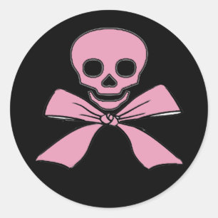 Stickers Pirate Jolly roger rose en ruban