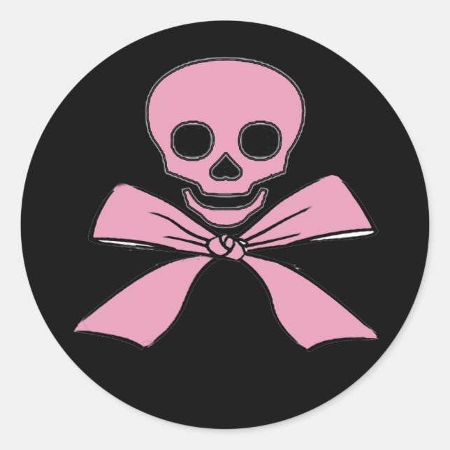 Stickers Pirate Jolly roger rose en ruban (Devant)