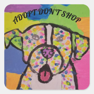 stickers pitbull colorés "Adoptez ne magasinez pas
