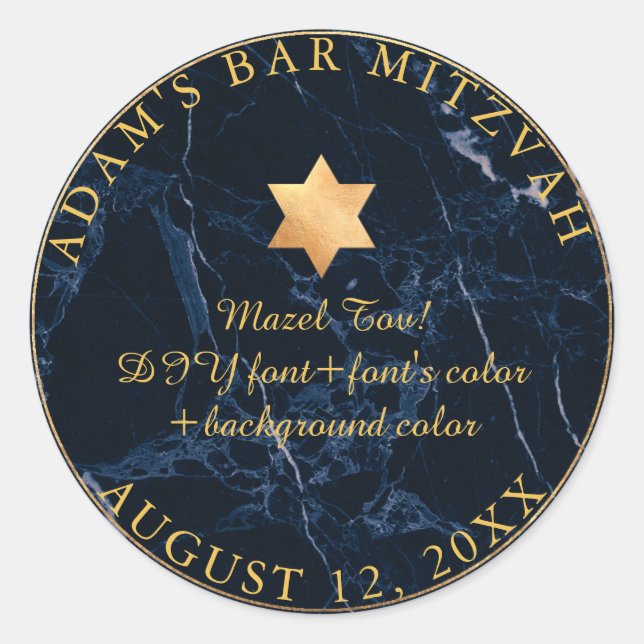 Stickers PixDezines Marble Mitzvah/Bleu de minuit (Devant)
