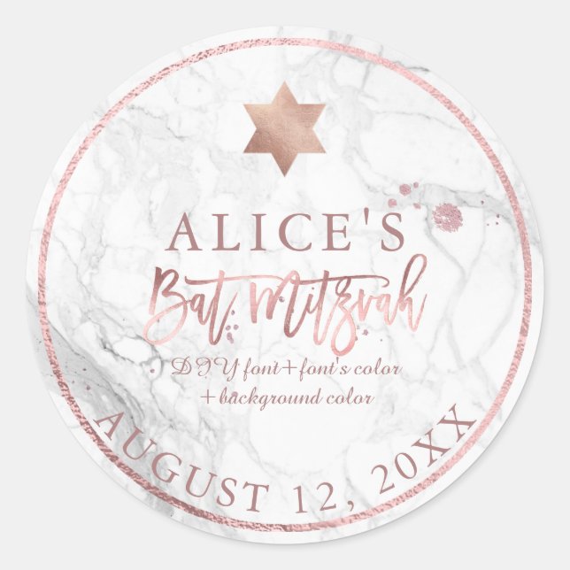 Stickers PixDezines Marble Mitzvah/Or Rose (Devant)