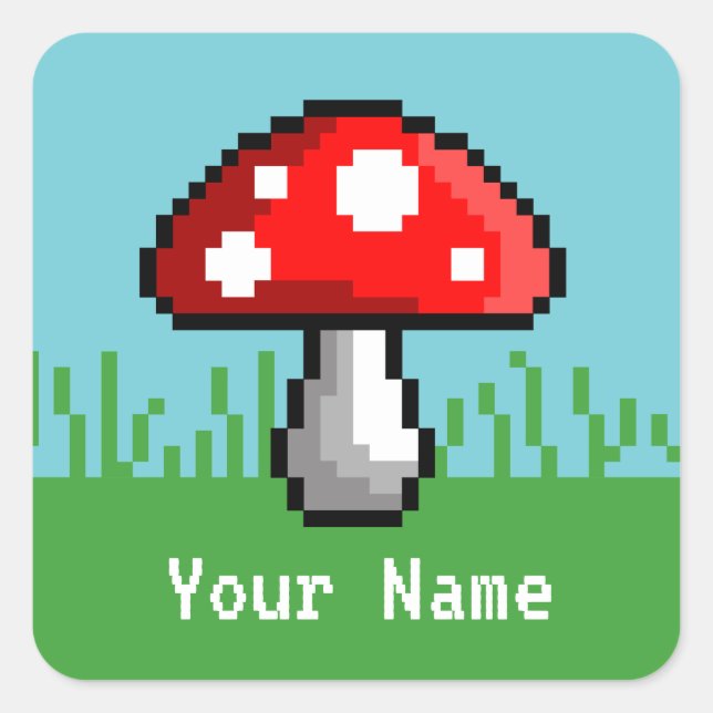 Stickers Pixel Mushroom Nom de la prairie (Devant)