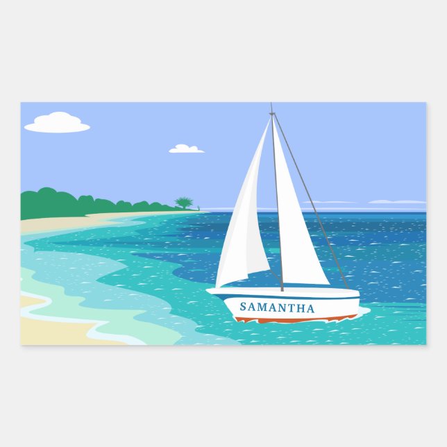 Stickers Plage Tropicale Monogram Sailboat Côté (Devant)